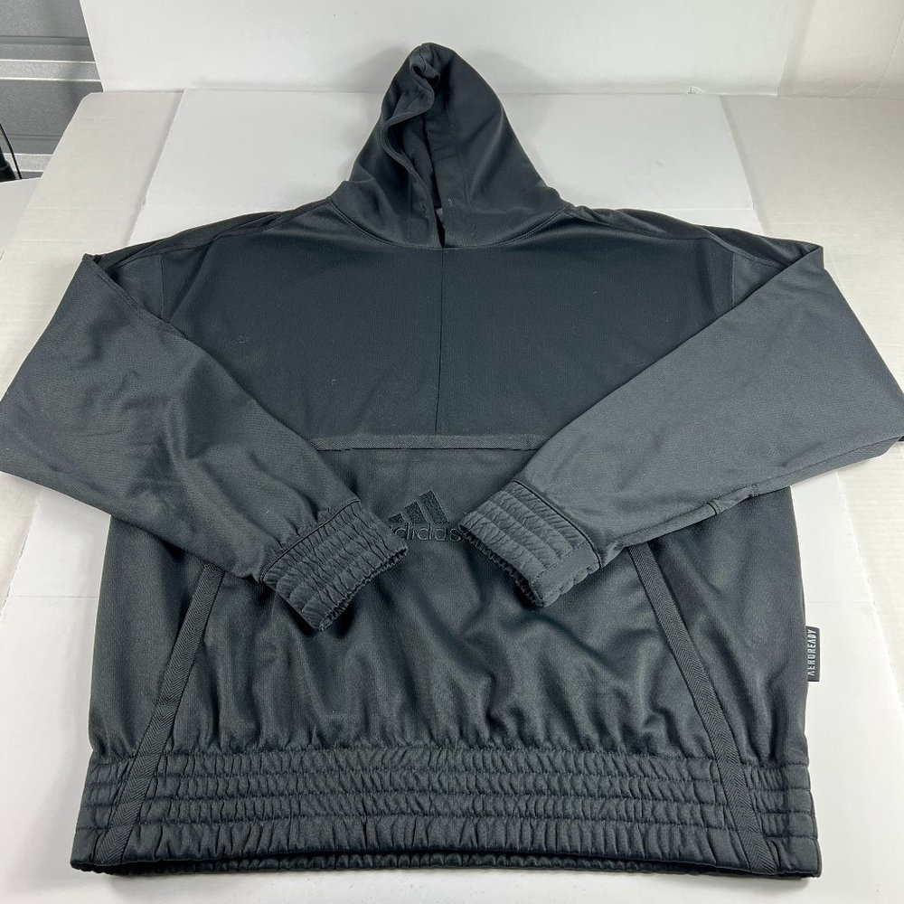 Adidas Aeroready Sweatshirt Adult Large Black 3 Stripe Logo Pullover Hoodie